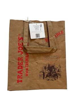 Trader Joe's Brown Washable Paper Grocery Bag - Reusable Storage Tote